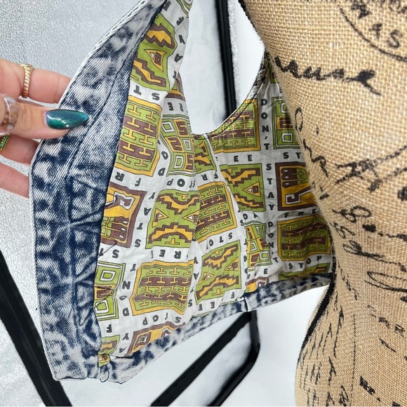 Vintage‎ Acid Wash Native Denim Vest Waistcoat Unique Artsy Eclectic 80s Medium - Picture 6 of 12